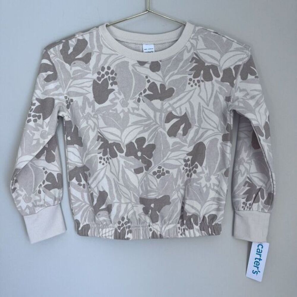 Carter's Girl's Floral Print Sweatshirt Neutral Ivory‎ Cream Size 6 New NWT